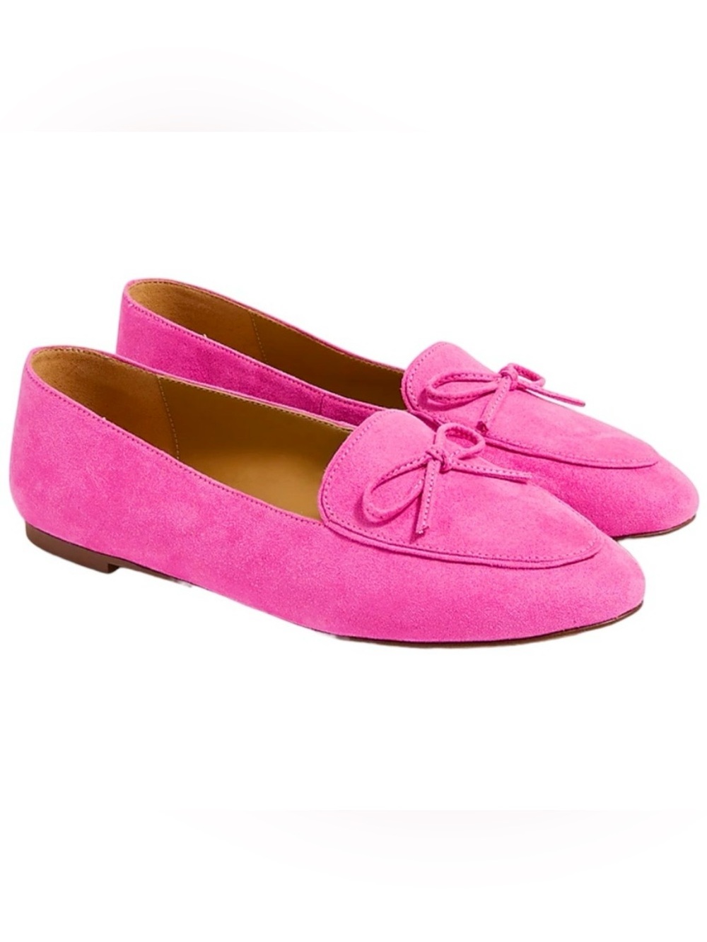 NEW J. Crew Bright Pink Suede Bow Loafers